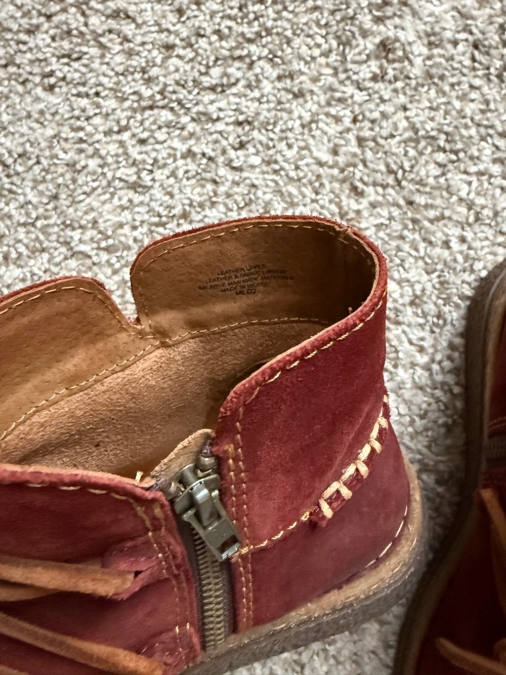 Born Women’s Red Suede Lace-Up Ankle Boots - Picture 7 of 8